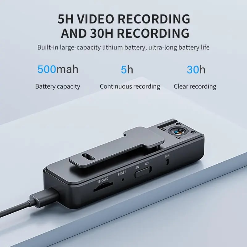Mini HD Infrared Night Vision Sports Video & Audio Recorder with Clip