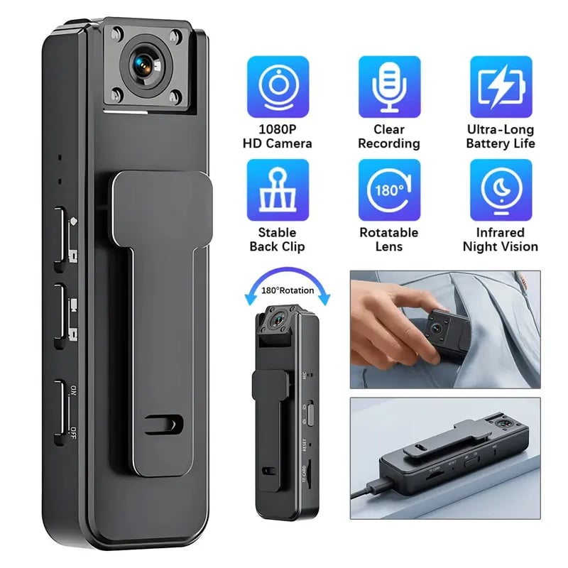 Mini HD Infrared Night Vision Sports Video & Audio Recorder with Clip