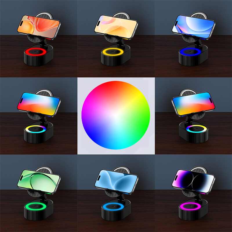 360° Adjustable Phone Stand with Built-in Bluetooth Speaker