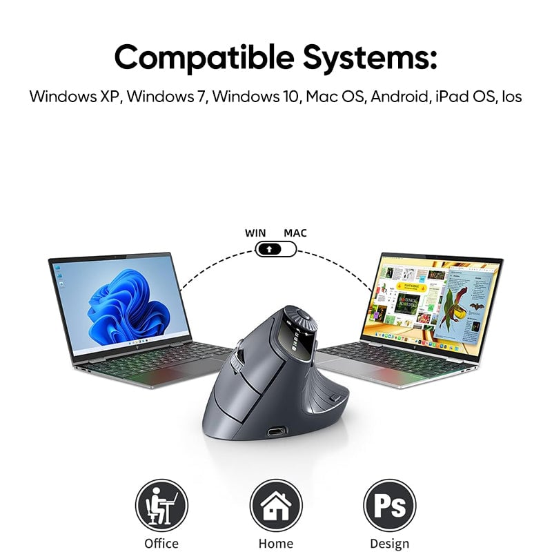 Ergonomic Triple-Connect Wireless Mouse